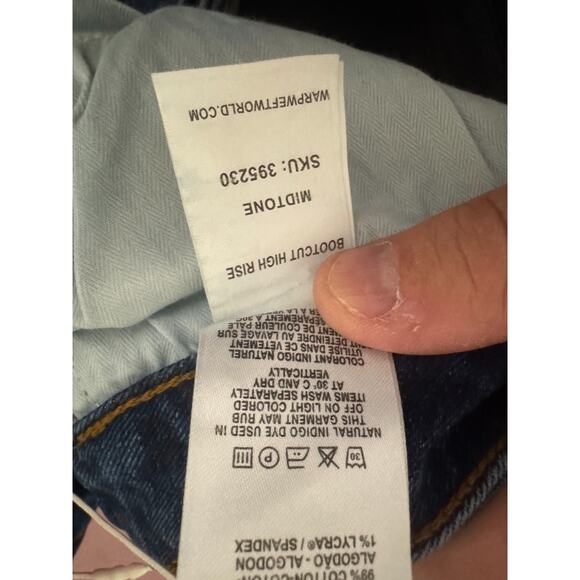 Warp + Weft Bootcut High Rise Jeans 26 Midtone Blue Denim RN149078 NWT 395230 - Picture 10 of 14